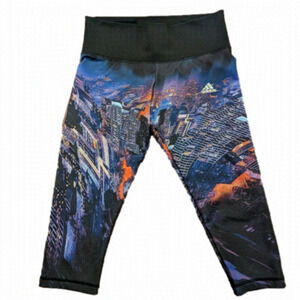Adidas athletic techfit crop pants woman's Sz S cityscape